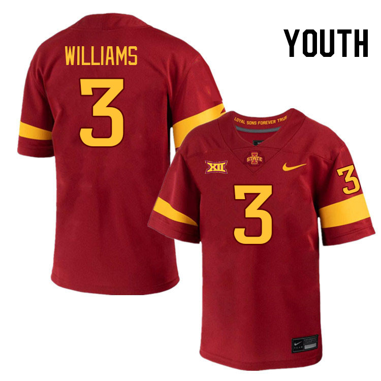 Youth #3 Jontez Williams Iowa State Cyclones College Football Jerseys Stitched-Cardinal